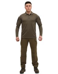 Single Sword Polo Yaka Uzun Kol Taktik T-Shirt BEJ - XL