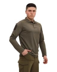 Single Sword Polo Yaka Uzun Kol Taktik T-Shirt AÇIK BEJ - XL