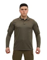 Single Sword Polo Yaka Uzun Kol Taktik T-Shirt AÇIK BEJ - 2XL