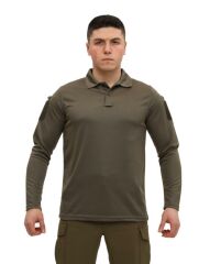 Single Sword Polo Yaka Uzun Kol Taktik T-Shirt SİYAH - 2XL