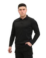 Single Sword Polo Yaka Uzun Kol Taktik T-Shirt SİYAH - L