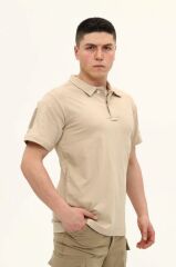 Single Sword Regular Fit Polo Yaka Kısa Kollu Erkek Tişört BEJ - 2XL