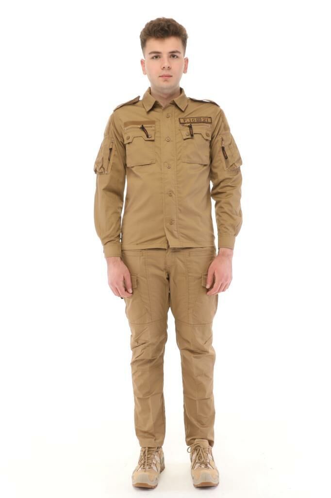 Single Sword Outdoor Unisex Kışlık Gömlek&Pantolon Alt Üst Takım 4XL - BEJ