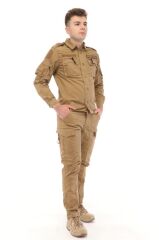 Single Sword Outdoor Unisex Kışlık Gömlek&Pantolon Alt Üst Takım 4XL - BEJ