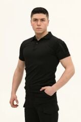 Single Sword Regular Fit Polo Yaka Kısa Kollu Erkek Tişört SİYAH - 2XL