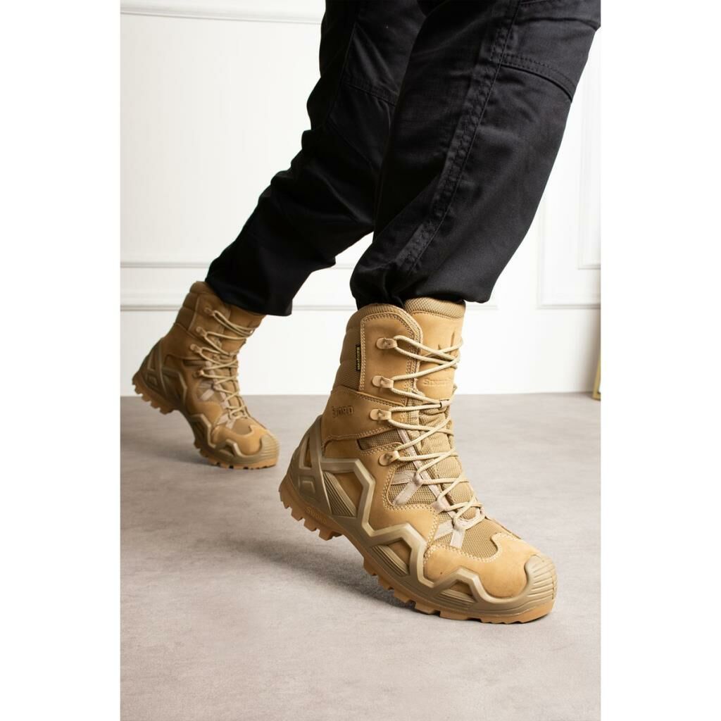 SS603 Su Geçirmez Bağcıklı Taktilk/outdoor Kışlık Askeri Uzun Bej Çöl Botu BEJ - 47