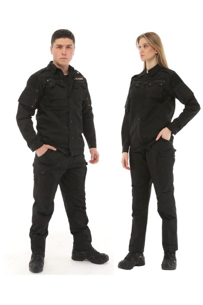 Single Sword Outdoor Unisex Kışlık Gömlek&Pantolon Alt Üst Takım SİYAH - 2XL
