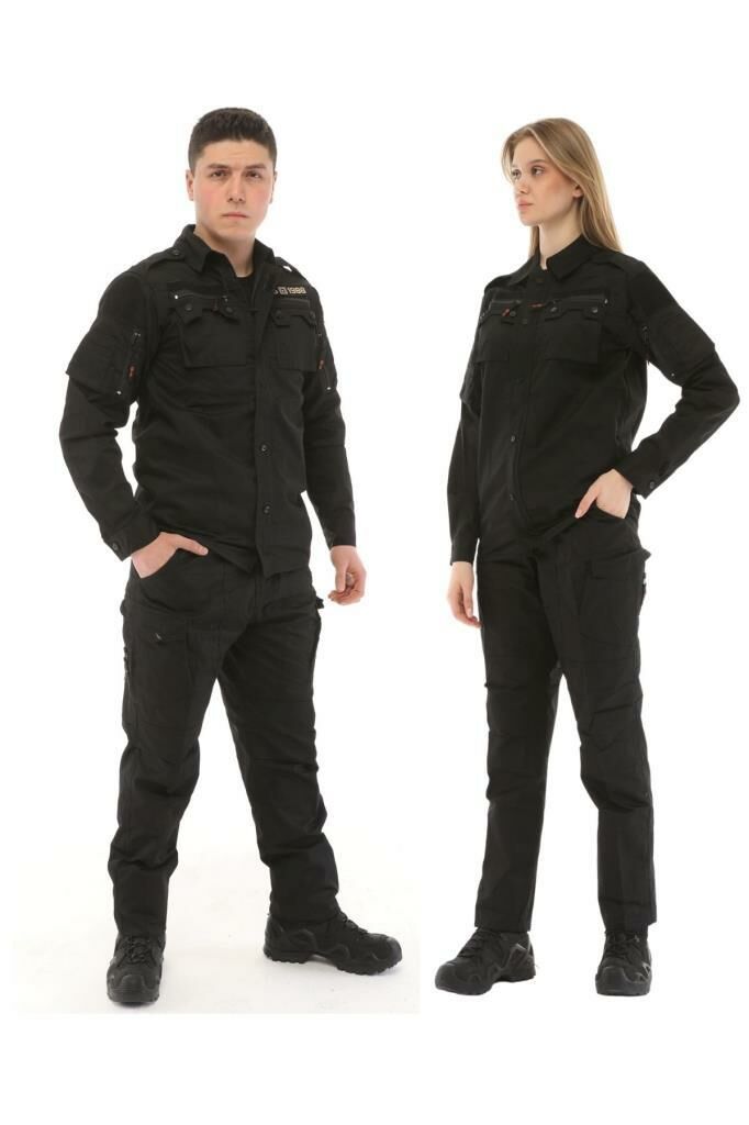 Single Sword Outdoor Unisex Kışlık Gömlek&Pantolon Alt Üst Takım SİYAH - 2XL