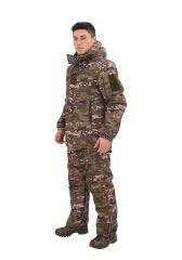 Single Sword Su&Rüzgar Geçirmez Softshell Kışlık Erkek Mont (Kapüşonu Çıkabilen) MULTİCAM - 3XL