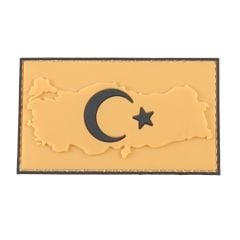 Single Sword Bayrak Plastik Kabartma Haritalı Patch - Peç BEJ