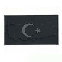 Single Sword Bayrak Plastik Kabartma Haritalı Patch - Peç SİYAH