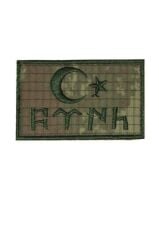 Single Sword Göktürkçe TÜRK Yazılı  Ay Yıldız Nakış Patch - Cırtlı Peç KIRMIZI-BEYAZ