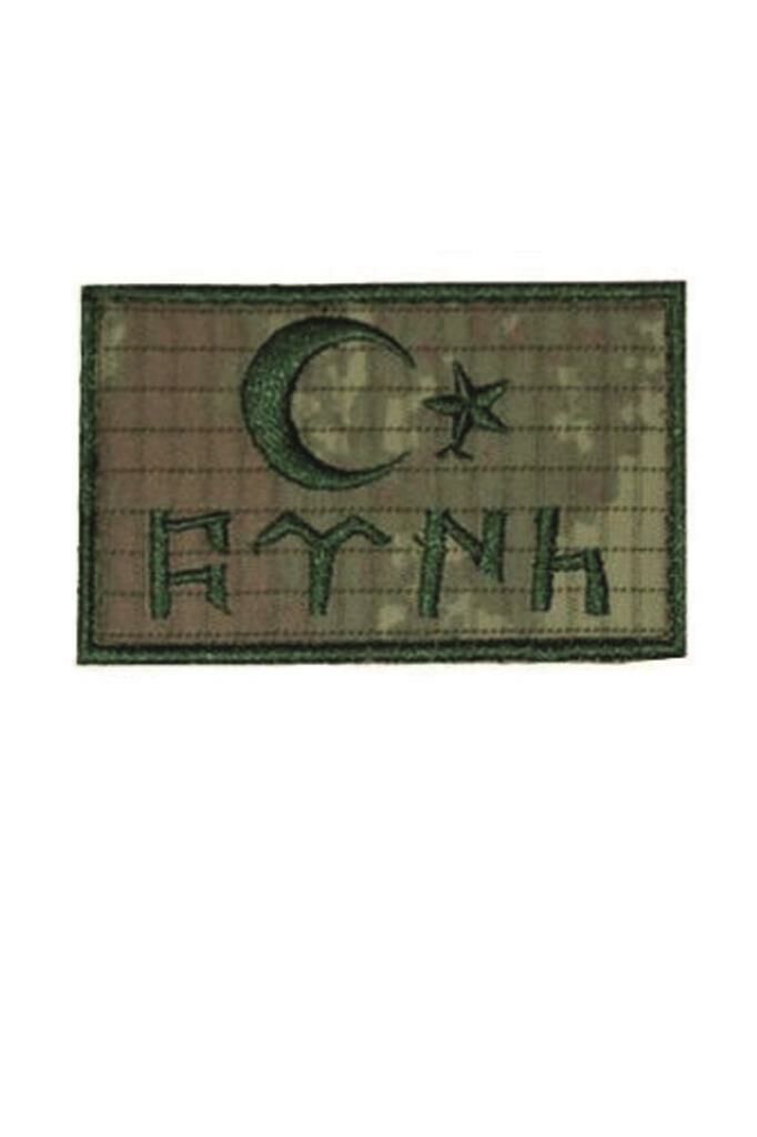 Single Sword Göktürkçe TÜRK Yazılı  Ay Yıldız Nakış Patch - Cırtlı Peç TSK