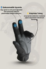 Single Sword Tam Parmak Dokunmatik Özellikli Destekli Taktik ve Motosiklet, Bisiklet Eldiveni BEJ - L