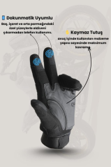 Single Sword Tam Parmak Dokunmatik Özellikli Destekli Taktik ve Motosiklet, Bisiklet Eldiveni SİYAH - XL