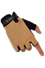 Single Sword Tactical Taktik Eldiven Yarım Parmak Asker Polis Dağcı Avcı Sporcu Eldiveni BEJ