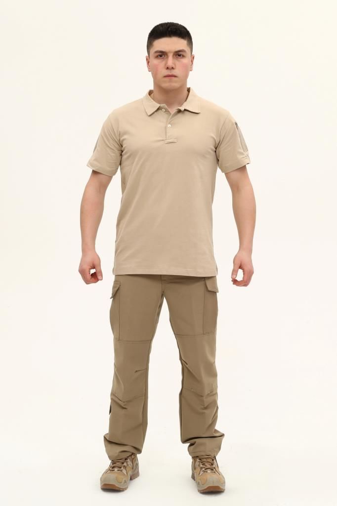 Single Sword Kısa Kollu Taktik  Polo Yaka Tişört BEJ - 4XL