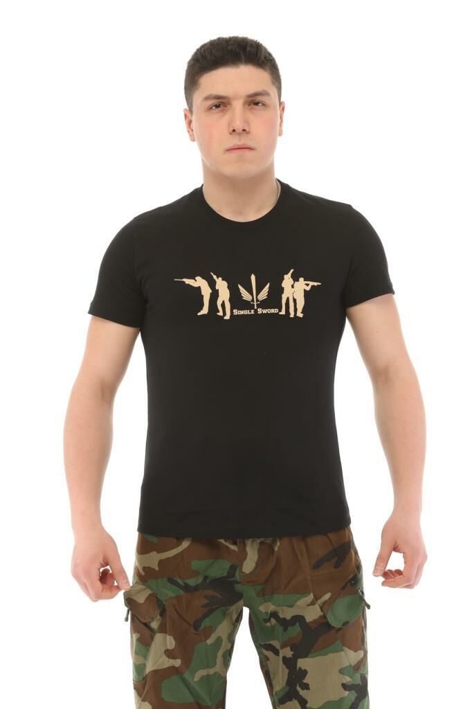 Single Sword Bisiklet Yaka Kısa Kollu Baskılı Kadın&Erkek T-Shirt HAKİ - XL