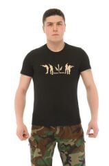 Single Sword Bisiklet Yaka Kısa Kollu Baskılı Kadın&Erkek T-Shirt HAKİ - XL