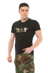 Single Sword Bisiklet Yaka Kısa Kollu Baskılı Kadın&Erkek T-Shirt HAKİ - XL