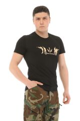 Single Sword Bisiklet Yaka Kısa Kollu Baskılı Kadın&Erkek T-Shirt HAKİ - XL