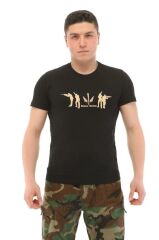 Single Sword Bisiklet Yaka Kısa Kollu Baskılı Kadın&Erkek T-Shirt HAKİ - XL
