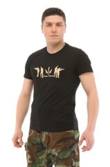 Single Sword Bisiklet Yaka Kısa Kollu Baskılı Kadın&Erkek T-Shirt HAKİ - XL