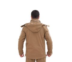 Single Sword Su&Rüzgâr Geçirmez Kapüşonlu Softshell Kışlık Erkek Mont BEJ - 2XL