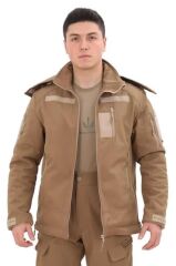 Single Sword Su&Rüzgâr Geçirmez Kapüşonlu Softshell Kışlık Erkek Mont BEJ - 2XL