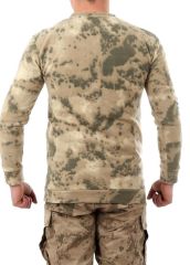 Single Sword Kamuflaj Desen Erkek Kışlık Polar Kazak JAN - 2XL
