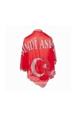 Single Sword ''O Şimdi Asker'' Yazılı Kırmızı Asker Şalı