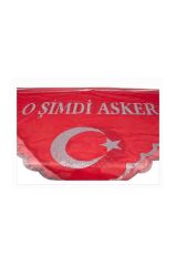 Single Sword ''O Şimdi Asker'' Yazılı Kırmızı Asker Şalı