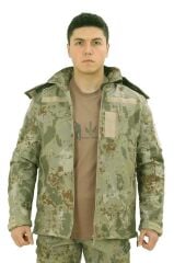 Single Sword Su&Rüzgâr Geçirmez Kapüşonlu Softshell Kışlık Erkek Mont TSK - 3XL