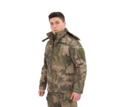Single Sword Su&Rüzgâr Geçirmez Kapüşonlu Softshell Kışlık Erkek Mont ATACS - 3XL