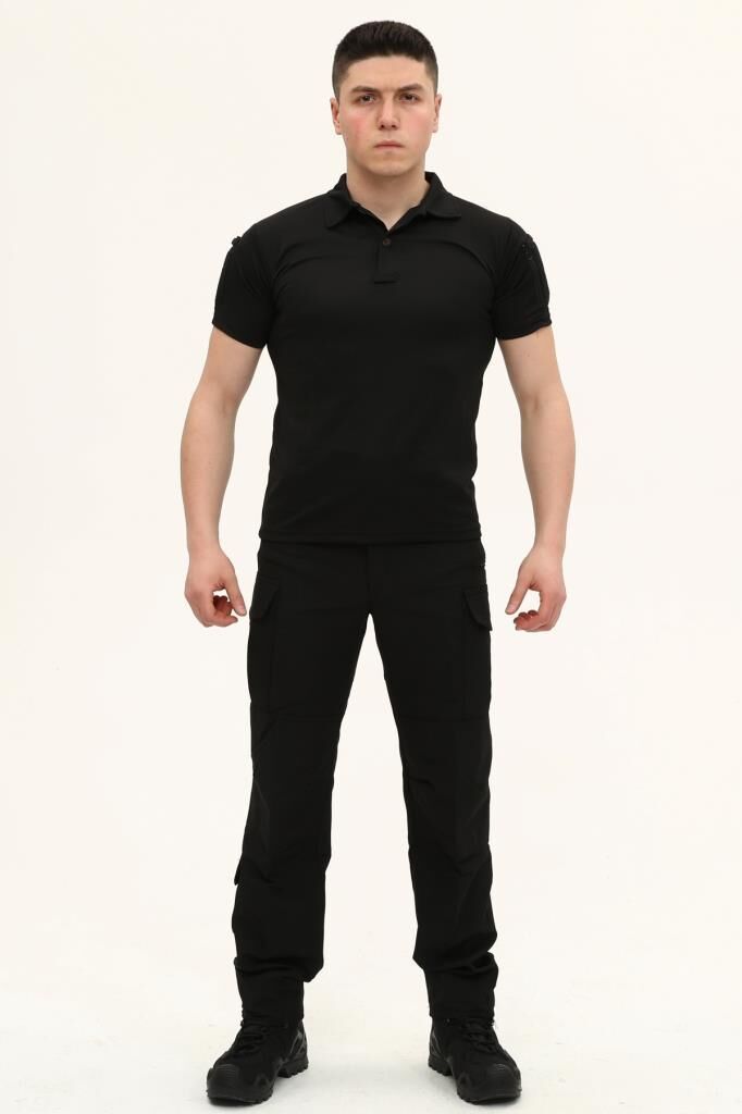 Single Sword Kısa Kollu Taktik  Polo Yaka Tişört SİYAH - 2XL