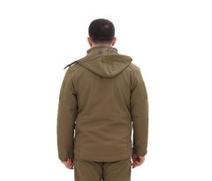 Single Sword Su&Rüzgâr Geçirmez Kapüşonlu Softshell Kışlık Erkek Mont HAKİ - 3XL