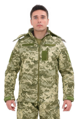 Single Sword Su&Rüzgâr Geçirmez Kapüşonlu Softshell Kışlık Erkek Mont PİKSEL - 2XL