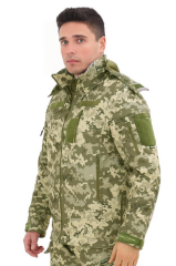 Single Sword Su&Rüzgâr Geçirmez Kapüşonlu Softshell Kışlık Erkek Mont PİKSEL - 2XL