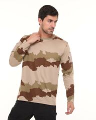 Single Sword Bisiklet Yaka Kamuflaj Desen Pamuklu Erkek T-Shirt Ç.KAMUFLAJ - 2XL