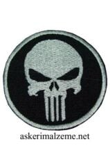Single Sword Kurukafa Nakış Patch - Nakış Arma Peç SİYAH-BEYAZ