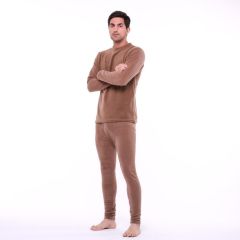 Single Sword Kışlık Kalın-Avcılık-Balıkçılık-Askerlik-Kamp-Polar Erkek İçlik Takım KAHVERENGİ - 2XL