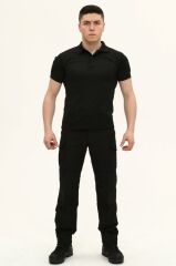Single Sword Kısa Kollu Taktik  Polo Yaka Tişört SİYAH - 4XL