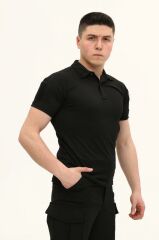 Single Sword Kısa Kollu Taktik  Polo Yaka Tişört SİYAH - 4XL