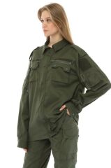 Single Sword Outdoor Unisex Kışlık Gömlek&Pantolon Alt Üst Takım 4XL - HAKİ
