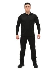 Single Sword Polo Yaka Uzun Kol Taktik T-Shirt SİYAH - 2XL