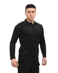 Single Sword Polo Yaka Uzun Kol Taktik T-Shirt SİYAH - 2XL