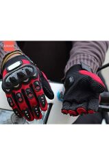 Pro Biker Motosiklet Bisiklet Eldiveni Tam Parmak Korumalı Motor Eldiveni KIRMIZI