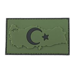 Single Sword Bayrak Plastik Kabartma Haritalı Patch - Peç SİYAH
