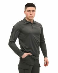 Single Sword Polo Yaka Uzun Kol Taktik T-Shirt GRİ - M