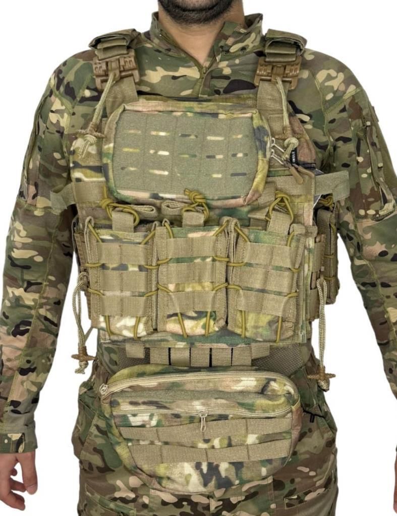 Single Sword Pratik Hücum Yeleği Kod-3 | Ön Çantalı, Kasık Korumalı, Sürgülü Tokalı  Taktik Yelek MULTİCAM